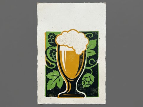 Brewery Menu Beer Poster with Hops and Pint Glass
