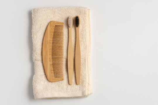Eco friendly dental and hair care kit mockup on white background