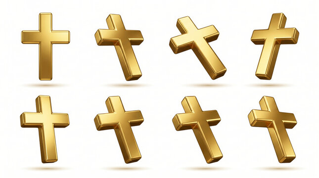 Golden Crosses Arranged in Grid Pattern