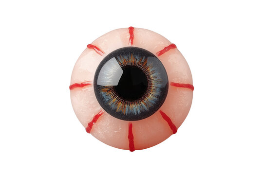 Realistic blue human eyeball model with red surface blood vessels