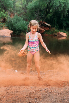 Child Playing on Beach in Sedona, Arizona