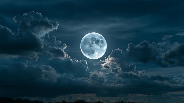 Full Moon Behind Dramatic Clouds