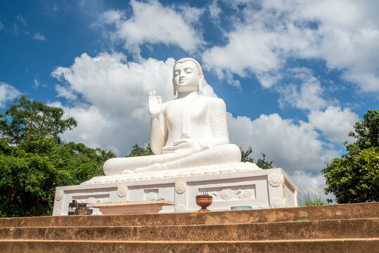 Giant white Buddha statue at Mihintale, Anuradhapura, Sri Lanka
