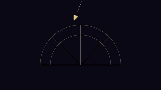 Minimalist radar interface animation with rotating directional arrow and geometric semicircle grid 4k