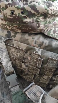 army backpack and field cap