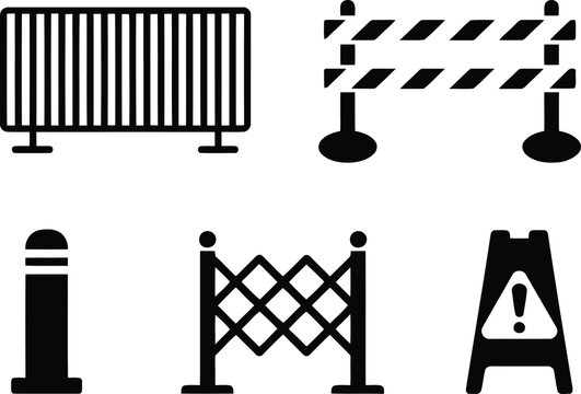 Security barricades and traffic vector illustration.