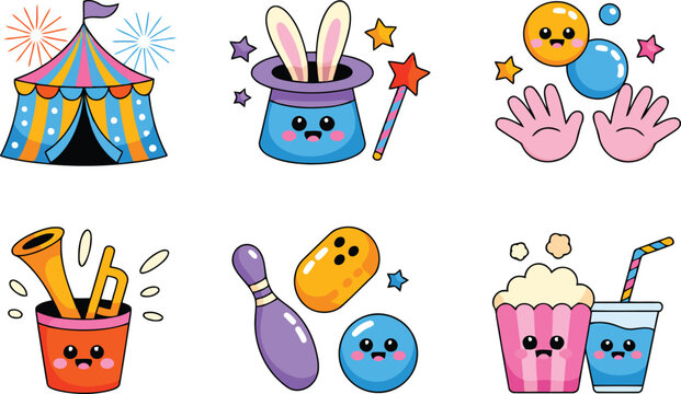 Cute circus and carnival vector illustration.