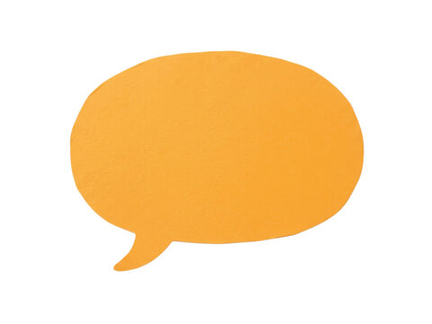Blank yellow orange clay texture speech bubble sticker element for creative chat and messaging mockups.