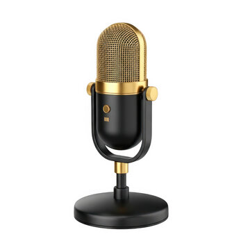 Vintage gold microphone on black stand