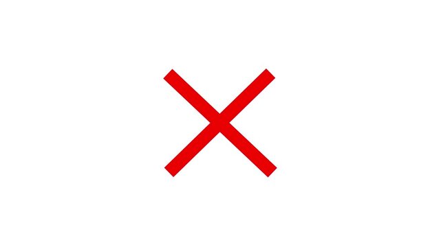 Red x mark expands across a white background in a simple animation