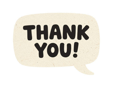 Cream speech bubble with 'THANK YOU!' text for gratitude.
