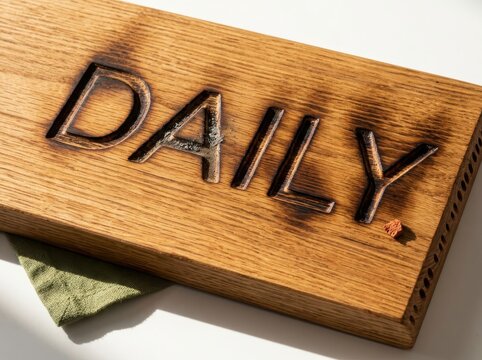 Daily Reminder on a Wooden Sign with Calm Warm Light