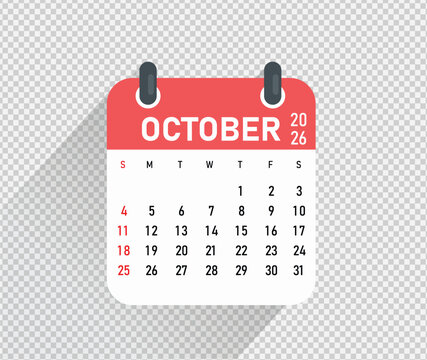 October Calendar Month vector illustration 2026