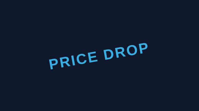 Dynamic motion of a price drop indicator in financial market analysis video.