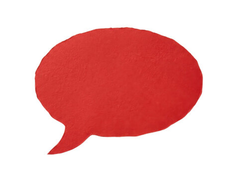 Empty red speech bubble with a rough texture, ideal for graphic design elements or communication concepts.