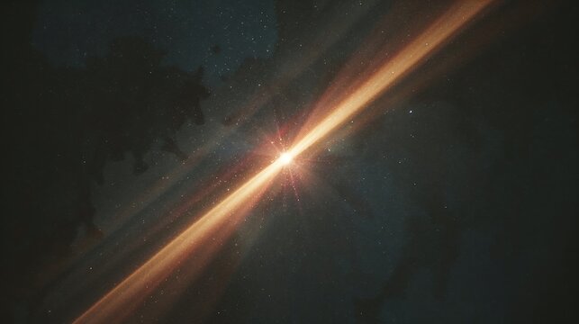 Cosmic gamma ray burst emitting powerful energetic jet across deep space nebula with cosmic explosion