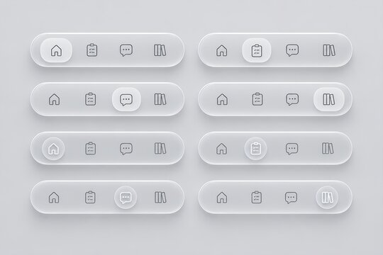 Minimalist Frosted Glass Navigation Bar Set for Mobile UI