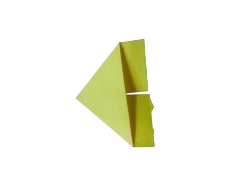A single yellow paper airplane pointing to the left side isolated on transparent background