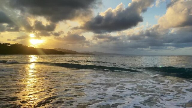 Sunset on the beach in Puerto Viejo de Talamanca, Costa Rica
