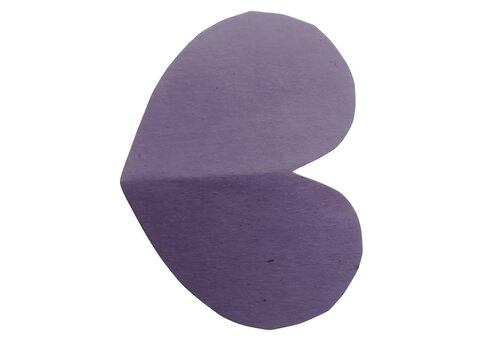 Simple purple heart shape icon made of paper isolated on transparent background