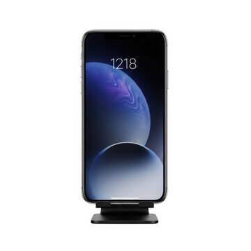 Modern smartphone displaying blue abstract splash screen
