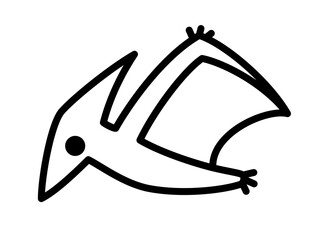 シンプルな線のプテラノドンのアイコンのイラスト素材 © ふわぷか