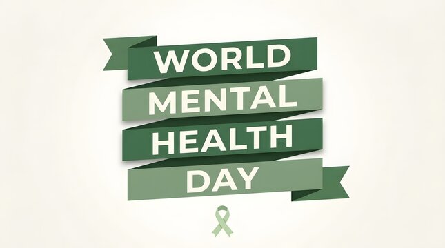 World Mental Health Day Awareness Banner with Ribbon