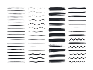 Grunge underline chalk with pencil line, Wave, straight, dotted, zigzag lines, crayon drawn lines illustrator brush stroke set. hand drawn painted chalk brushes,    © Firuza