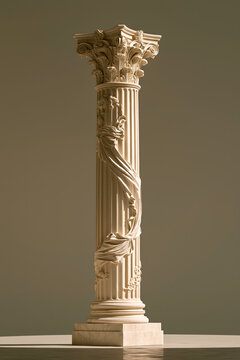 Cross-cultural Mid-Autumn imagery, ancient Greek marble pillar carved with Chang'e ribbon patterns, moon shadow merging Greek letter and Chinese moon character, east-west myth fusion, commercial asset