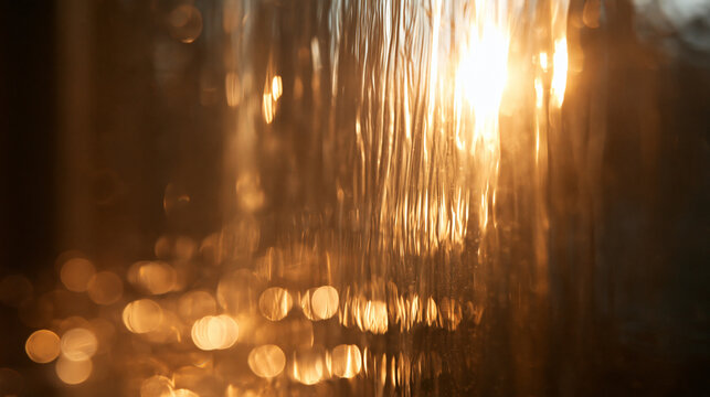 Golden Sunlight Shimmering Through Flowing Water Texture