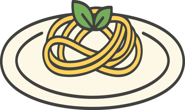 Spaghetti pasta plate vector illustration Italian cuisine food dinner lunch meal restaurant menu graphic design icon isolated on white