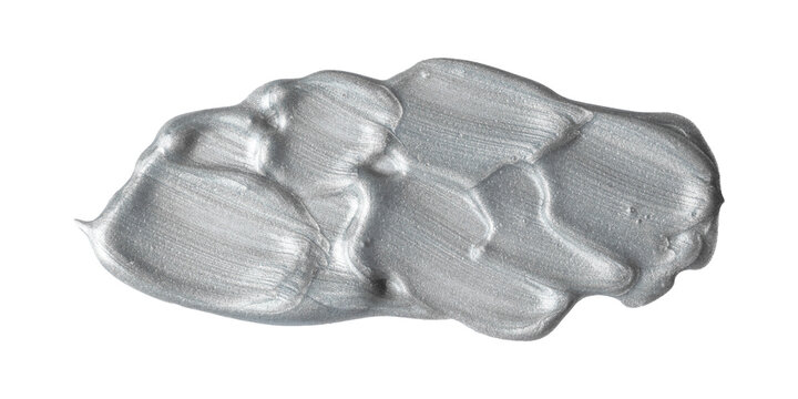 Silver metallic paint smear brushstroke swatch