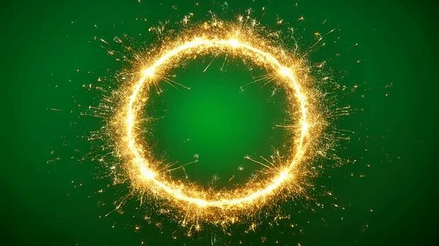 Fireworks High Detail Green Screen Glowing Sparkler Ring on Green Background With Bright Lights Creating Festive Celebration Mood For Holiday Events And Joyful Parties