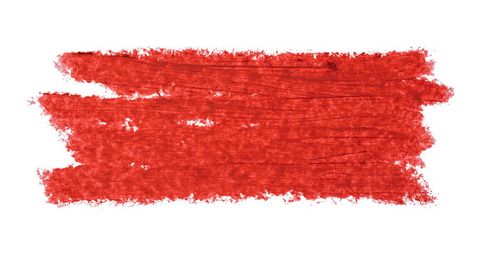 Red lipstick crayon swatch isolated on white background
