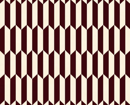 Burgundy and cream geometric stripe pattern with repeating pointed columns and bold vintage symmetry