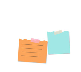 Sticky paper notes with ripped edges attached with tape isolated on a transparent background © CleanIcons