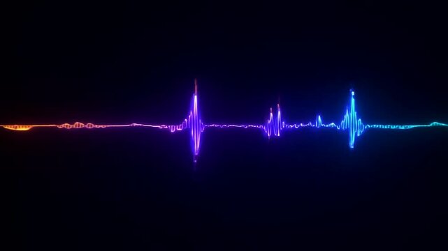 Professional Vfx Digital Effects Futuristic Glowing Audio Waveform Visualization With Vibrant Neon Colors Representing Digital Sound Technology And Electronic Signal Data on Black Background