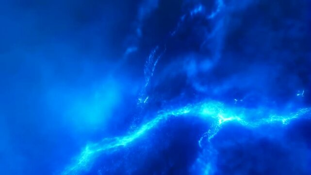 Professional Vfx Digital Effects Futuristic Abstract Blue Energy Particles Flowing in Dark Space Digital Light Effect Background For Science And Technology Concept Visualization