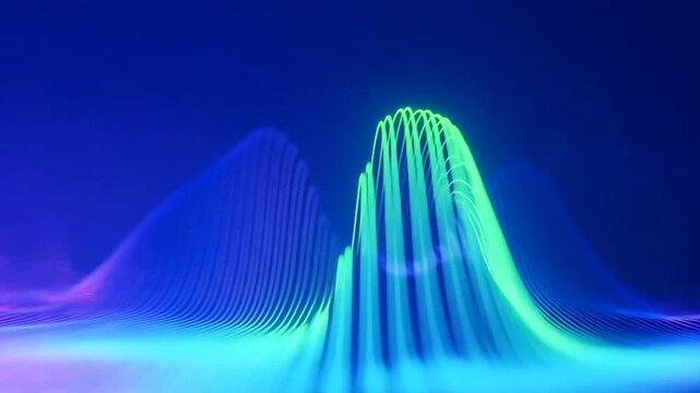 Professional Vfx Digital Effects Futuristic Digital Sound Wave Visualization With Glowing Blue And Green Lines For Data Technology Backgrounds And Abstract Information Network Concepts