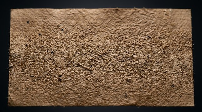 Brown textured recycled paper sheet on black background