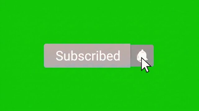 Animated Subscribe Button Click with Mouse Cursor on Green Screen Background, YouTube Channel Subscription and Social Media Call to Action Animation