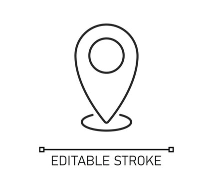 Location pin with circle, linear style icon Editable Icon