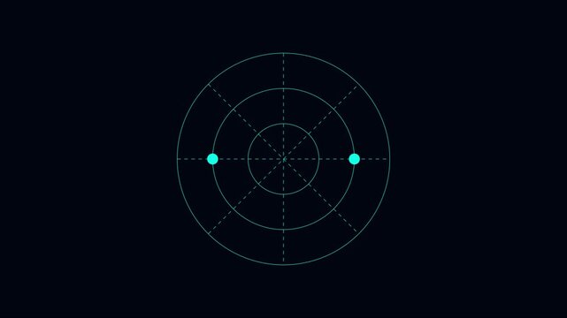 Digital radar interface hud animation with pulsing target points for tech and sci-fi motion 4k technology