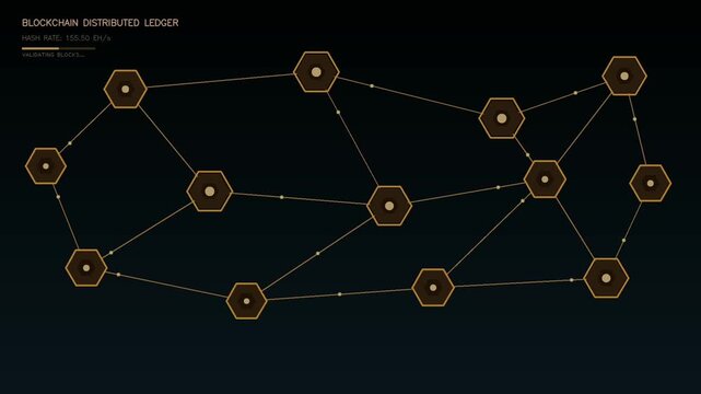 Abstract Blockchain Distributed Ledger and Cryptocurrency Network Concept.