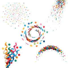 Obraz premium Colorful festive party confetti elements isolated on a transparent background for your creative celebration graphic design projects
