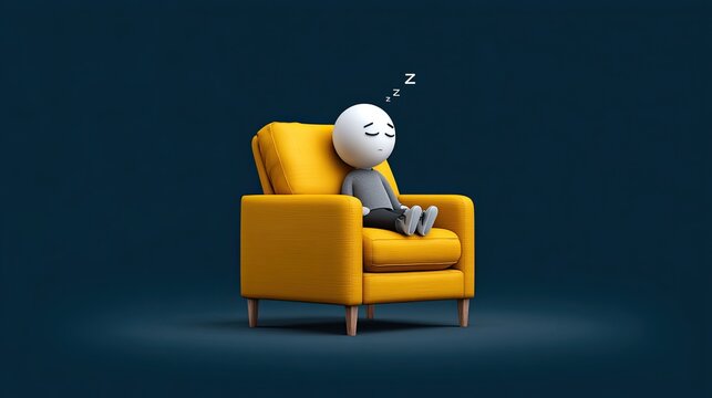 Armchair Pictogram Relaxing Relaxing Character in Yellow Chair with Dreamy Atmosphere