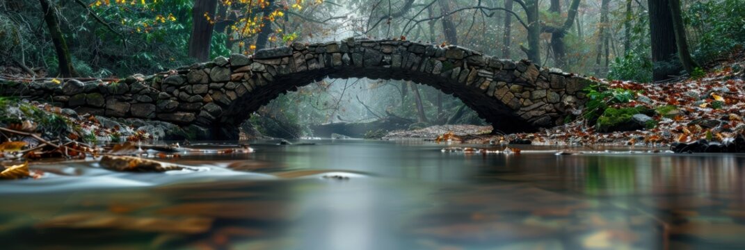 Medieval packhorse bridge with a single arch over a river, featuring elements from a 14th-century structure and constructed in 1619