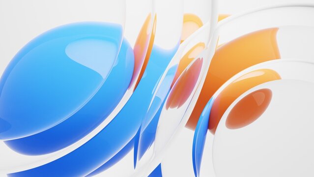 Flowing blue and amber glass reflections on bright abstract background.