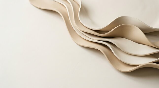 Elegant beige wave layers creating smooth flowing abstract design on light surface with beige waves smooth curves cream texture minimalist patte