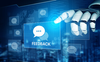 Fototapeta na wymiar AI processes customer feedback and reviews to provide insights, sentiment analysis, and suggestions for service improvement and better user experience Vouch